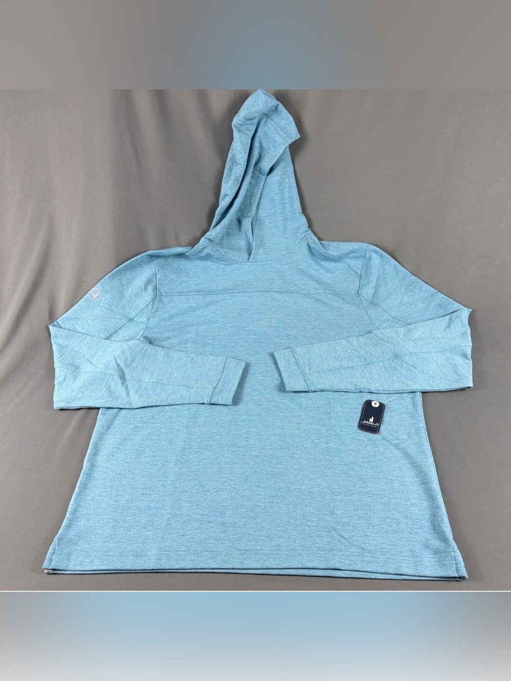 Johnnie-O Golf Hoodie Remmy Large Haze Blue Polyester Rayon Spandex MSRP $138